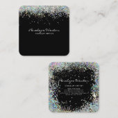 Elegant Black met Silver Glitter Vierkante Visitekaartje (Voorkant / Achterkant)