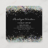 Elegant Black met Silver Glitter Vierkante Visitekaartje (Achterkant)