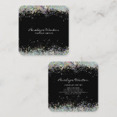 Elegant Black met Silver Glitter Vierkante Visitekaartje (Voorkant / Achterkant)