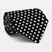 Elegant Black met White Polka Dots Stropdas (Opgerold)