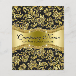 Elegant Black & Metallic Gold Floral Damaskers Flyer