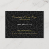 Elegant Black & Metallic Gold Floral Damaskers Visitekaartje (Achterkant)