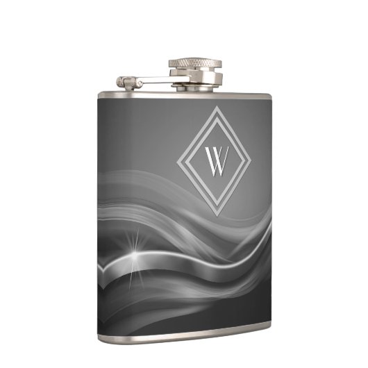 Elegant Black Metallic Luxury Monogram Heupfles (Rechts)