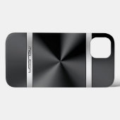 Elegant Black Metallic Print Silver Accent Case-Mate iPhone Case (Achterkant (horizontaal))
