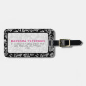 Elegant Black & Metallic Silver  Damaskers Bagagelabel (Voorkant horizontaal)