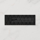 Elegant Black & Metallic Silver Damaskers Mini Visitekaartje (Achterkant)