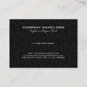Elegant Black & Metallic Silver  Damaskers Visitekaartje (Achterkant)