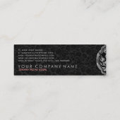 Elegant Black & Metallic Silver Floral Damaskers Mini Visitekaartje (Achterkant)