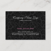 Elegant Black & Metallic Silver Floral Damaskers Visitekaartje (Achterkant)