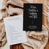Elegant Black Minimal Calligraphy Script Wedding Programmakaart