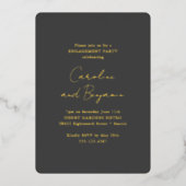 Elegant Black Minimal Engagement Party Gold Folie Uitnodiging (Voorkant)