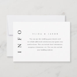 Elegant Black Minimal Wedding Guest Detail RSVP Kaartje