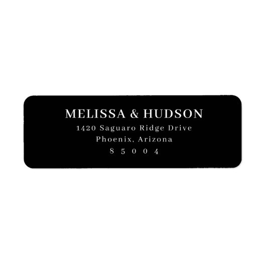 Elegant Black Minimalist Address Label (Voorkant)