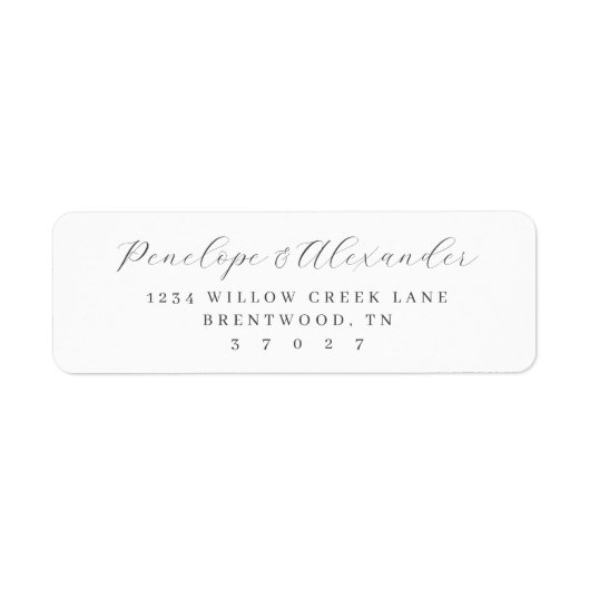 Elegant Black Minimalist Calligraphy Etiket (Voorkant)