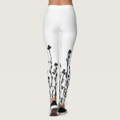 Elegant black minimalist doodle floral leggings (Achterkant)