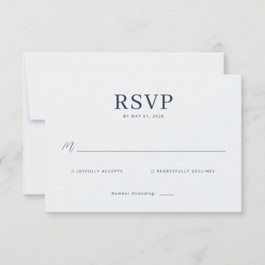 Elegant Black Minimalist RSVP Kaartje (Voorkant)