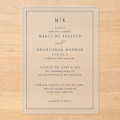 Elegant Black Minimalist Wedding Invitation Acryl Uitnodigingen (Voorkant)