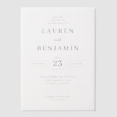 Elegant Black Minimalist Wedding Invitation Vellum Uitnodigingen (Voorkant)