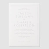 Elegant Black Minimalist Wedding Invitation Vellum Uitnodigingen (Voorkant)