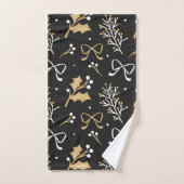 Elegant Black Mistletoe & Ribbon-kerstpatroon Bad Handdoek (Handdoek)