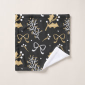 Elegant Black Mistletoe & Ribbon-kerstpatroon Bad Handdoek (Wasdoekje)