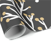 Elegant Black Mistletoe & Ribbon-kerstpatroon Cadeaupapier (Rol Hoek)
