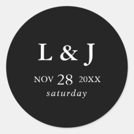 Elegant Black Modern Calligraphy Wedding Ronde Sticker
