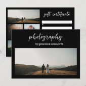 Elegant Black Modern Photography Gift Certificate (Voorkant / Achterkant)