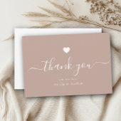 Elegant Black Modern Script Dark Rich Blush Heart Bedankkaart