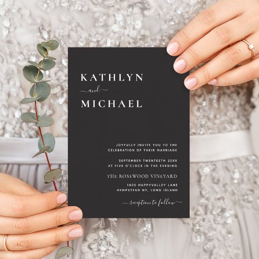 Elegant Black Modern Typografie in één keer Kaart