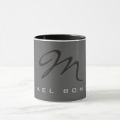 Elegant Black Monogram Grey Mok (Midden)