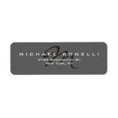 Elegant Black Monogram Grey Return Address Label (Voorkant)