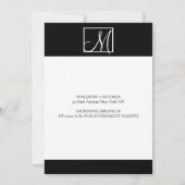 Elegant Black Monogram Initiaal Weddenschap Kaart (Achterkant)