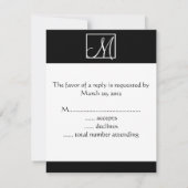 Elegant Black Monogram Initiaal Wedding RSVP-kaart RSVP Kaartje (Achterkant)