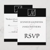 Elegant Black Monogram Initiaal Wedding RSVP-kaart RSVP Kaartje (Voorkant / Achterkant)