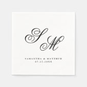 Elegant Black Monogram Initialen Formele bruiloft Servet (Voorkant)