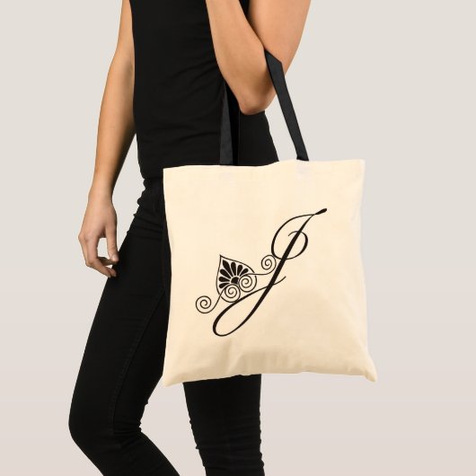 Elegant Black Monogram J Tote Bag (Voorkant (product))