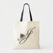 Elegant Black Monogram J Tote Bag (Voorkant)