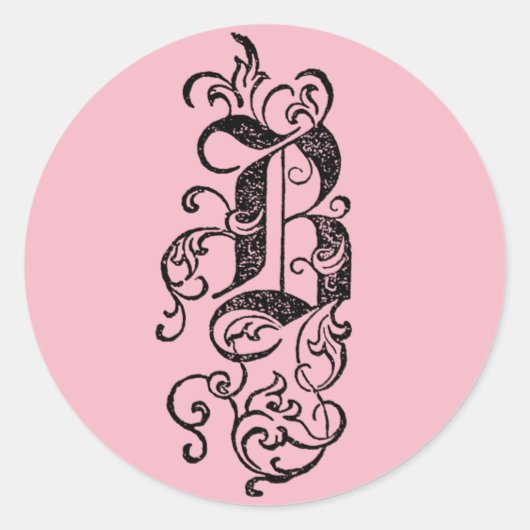 Elegant Black  Monogram Letter B Ronde Sticker (Voorkant)
