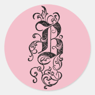 Elegant Black  Monogram Letter B Ronde Sticker