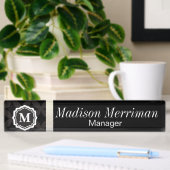 Elegant Black Monogram Naambordje