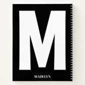 Elegant Black Monogram Name Minimalist modern Notitieboek (Achterkant)