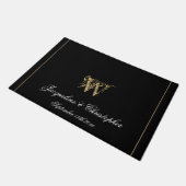 Elegant Black Monogram Names Pas getrouwd Wedding Deurmat (Schuin)