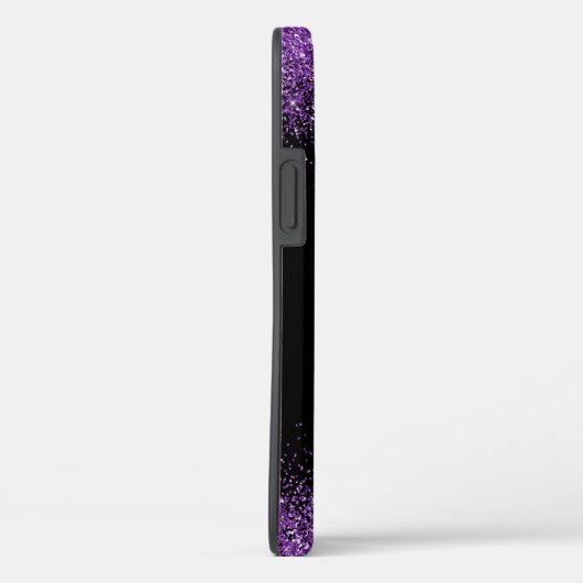 Elegant Black Monogram Paars Glitter Case-Mate iPhone Case (Achterkant / Rechts)