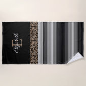 Elegant Black Monogram Strandlaken (Voorkant)