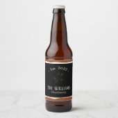 Elegant Black Monogram Weddenschap Bier Etiket (Voorkant)