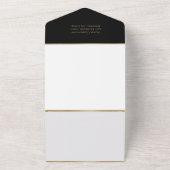 Elegant Black Monogram Wedding All In One Uitnodiging (Buitenkant)