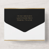 Elegant Black Monogram Wedding All In One Uitnodiging (Achterkant)