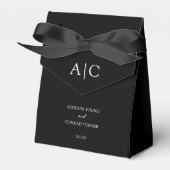 Elegant Black Monogram Wedding Bedankdoosjes (Voorkant Zijde)