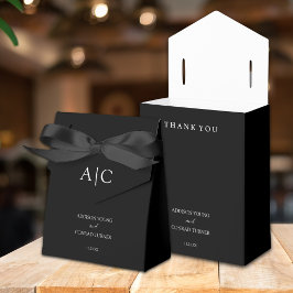 Elegant Black Monogram Wedding Bedankdoosjes